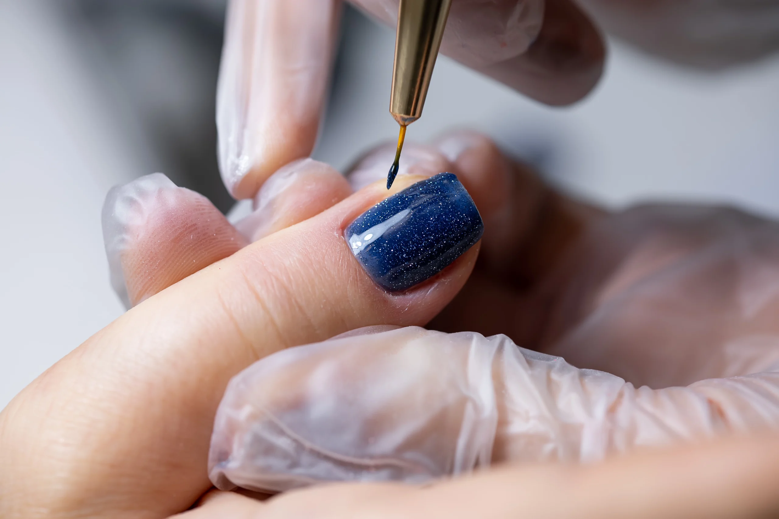 Professional manicure service session in a cozy salon.